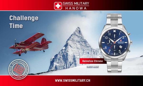 Мужские швейцарские часы SWISS MILITARY HANOWA спортивные и дайверские с элементами милитари и сапфировым стеклом, водонепроницаемость до 200 м.