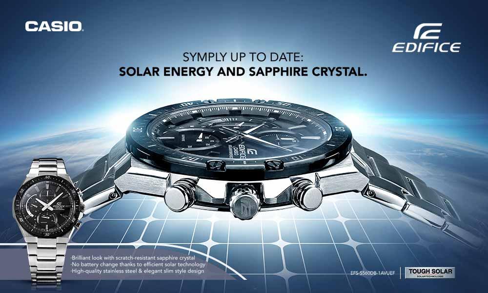 Спортивные мужские хронографы CASIO EDIFICE PREMIUM с сапфировым стеклом, солнечной батарейкой, Slim Style, wr100m.