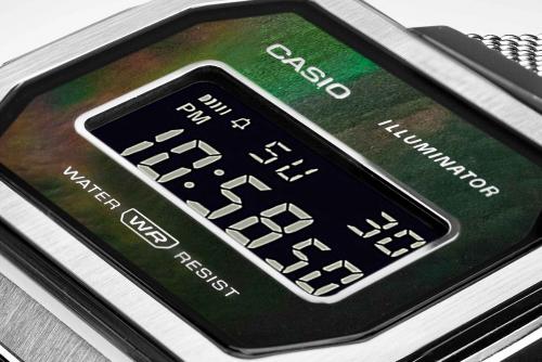 Инверсный монохромный дисплей винтажных часов CASIO VINTAGE A1000M-1BEF со светодиодной подcветкой Illuminator.