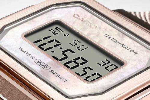 Контрастный монохромный дисплей винтажных часов CASIO VINTAGE A1000MCG-9EF со светодиодной подcветкой Illuminator.