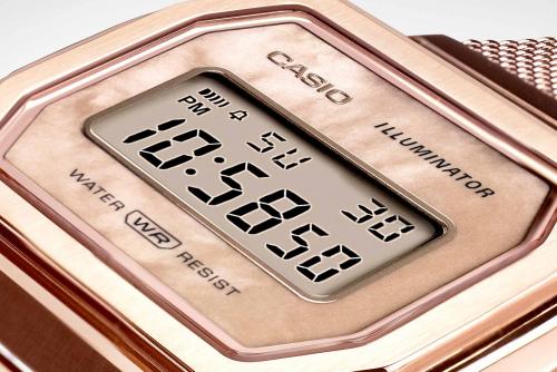 Контрастный монохромный дисплей винтажных часов CASIO VINTAGE A1000MPG-9EF со светодиодной подcветкой Illuminator.