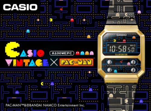 Лимитированные часы CASIO VINTAGE A100WEPC-1BER в коллаборации с аркадной игрой Pac-Man (Bandai Namco Entertainment).