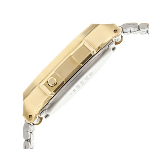 Прямоугольный корпус часов CASIO VINTAGE A168WEGM-9EF выполнен из полимерного пластика с глянцевым желтым покрытием.