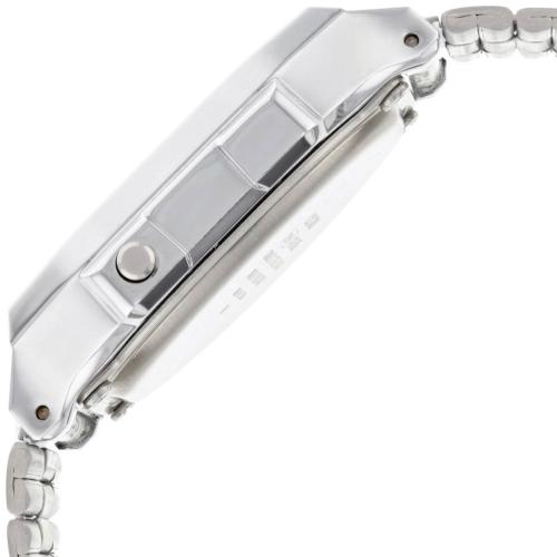 Прямоугольный корпус ретро часов CASIO VINTAGE A168WEM-1EF из полимера покрыт методом электролитического хромирования.