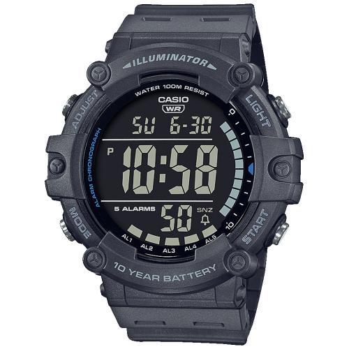 Крупные спортивные электронные часы CASIO AE-1500WH-8BVEF серые с таймером и секундомером, батарейка на 10 лет, 100m.