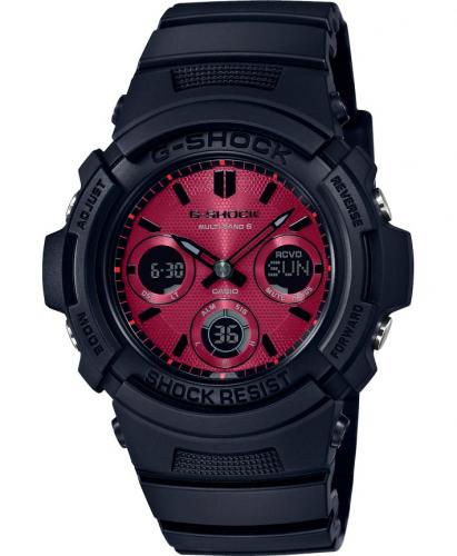 Компактные противоударные часы CASIO G-SHOCK AWG-M100SAR-1AER «Adrenaline Red» красный циферблат Solar, Wave Ceptor 200m.