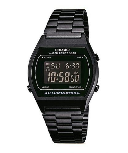 Черные винтажные олдскульные часы 90-х CASIO VINTAGE B640WB-1BEF IP black, инверсные, цифровые, Illuminator, WR50M.