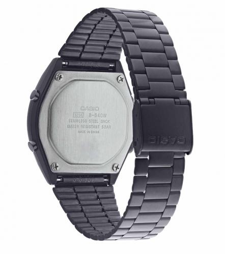 Черный IP black Oyster браслет часов CASIO VINTAGE B640WB-1BEF из нержавеющей стали с регулируемой застежкой.