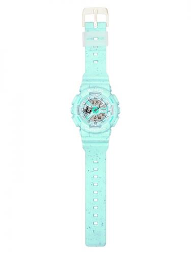 Женские часы CASIO BABY-G BA-110PI-2AER голубого цвета популярного мороженого - мятное с шоколадной стружкой.