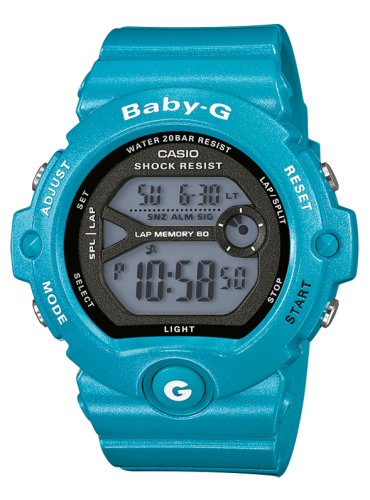 Женские ударопрочные электронные часы для бега CASIO BABY-G BG-6903-2ER Utility Runner синие, 1/100 сек., 60 кругов, wr200m.