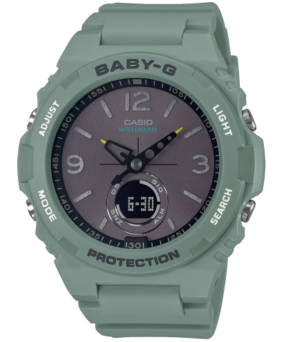 Женские ударопрочные аналогово-цифровые часы CASIO BABY-G BGA-260-3AER зеленые в ретро стиле, Super Illuminator, wr100m.