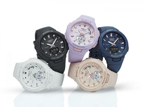 Серия женских противоударных фитнес-часов CASIO BABY-G BSA-B100 ATHLEISURE с функциями Step Tracker и Bluetooth.