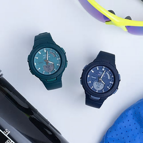 Серия женских фитнес-часов CASIO BABY-G BSA-B100AC представлена моделями BSA-B100AC-3AER и BSA-B100AC-2AER.