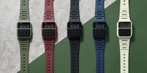 Серия олдскульных часов CASIO VINTAGE CA-53 с инверсной индикацией и калькулятором представлена в пяти популярных цветах.