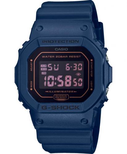 Прямоугольные ударопрочные часы CASIO G-SHOCK DW-5600BBM-2ER Matte матово-синие с красной инверсной индикацией, digi, 200m.