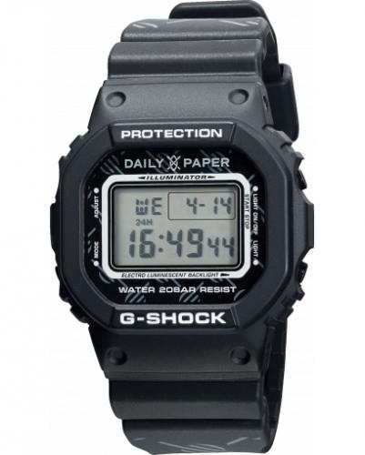 Лимитированные квадратные ударопрочные часы CASIO G-SHOCK DW-5600DAILY21-1ER Daily Paper черные, EL, digital, wr200m.