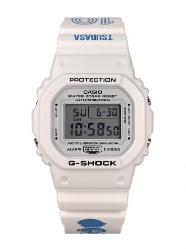 Лимитированные противоударные часы CASIO G-SHOCK DW-5600MWCT-7ER «Captain Tsubasa» бело-голубые digital, wr200m.