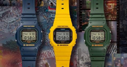 Дань уважения оригинальным цветам G-SHOCK: синий DW-5600RB-2ER, желтый DW-5600REC-9ER, зеленый DW-5600RB-3ER.