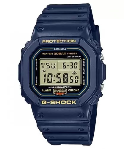 Прямоугольные противоударные часы CASIO G-SHOCK DW-5600RB-2ER «Color Square Origin» синие (1991), EL, digital, wr200m.