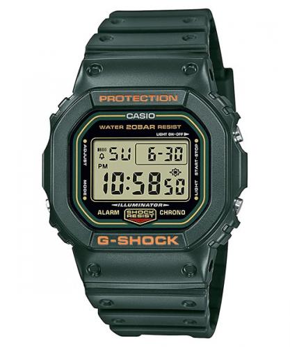 Прямоугольные ударопрочные часы CASIO G-SHOCK DW-5600RB-3ER «Color Square Origin» зеленые (1991), EL-подсветка, digital, 200m.