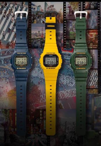 Дань уважения оригинальным цветам G-SHOCK: синий DW-5600RB-2ER, желтый DW-5600REC-9ER, зеленый DW-5600RB-3ER.