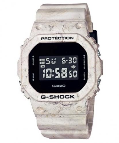 Прямоугольные ударопрочные часы CASIO G-SHOCK DW-5600WM-5ER Utility Wavy Marble бежево-черные, EL-подсветка, digi, wr200m.