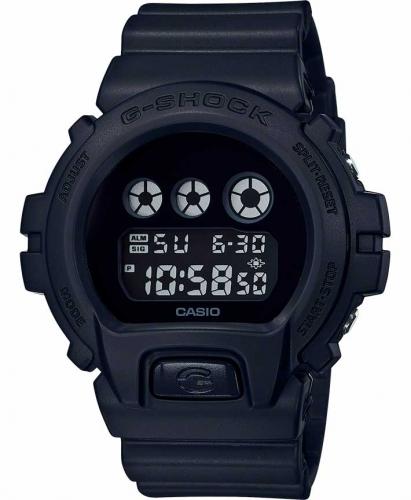 Крупные электронные противоударные часы CASIO G-SHOCK DW-6900BBA-1ER «Classic Basic Black» черные, инверсные, EL, wr200m.