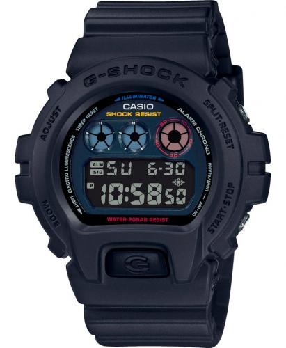 Крупные электронные противоударные часы CASIO G-SHOCK DW-6900BMC-1ER Black x Neon «Neo Tokyo» инверсные, EL, wr200m.