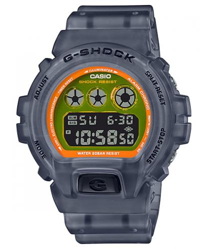 Полупрозрачные электронные ударопрочные часы CASIO G-SHOCK DW-6900LS-1ER Color Skeleton серо-оранжевые, EL, wr200m.