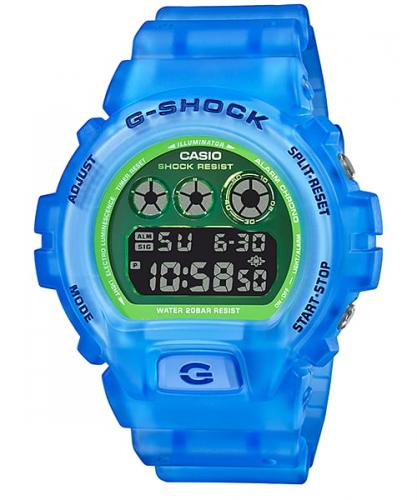 Полупрозрачные электронные ударопрочные часы CASIO G-SHOCK DW-6900LS-2ER Color Skeleton сине-зеленые, EL, wr200m.
