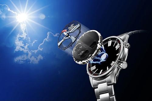 Часы CASIO EDIFICE ECB-S100D-1AEF с технологией солнечного питания и индикатором уровня заряда аккумулятора.