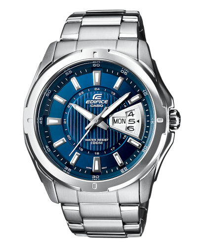 Мужские аналоговые наручные часы CASIO EDIFICE EF-129D-2AVEF синий циферблат, на браслете, с датой и днем недели, wr100m.