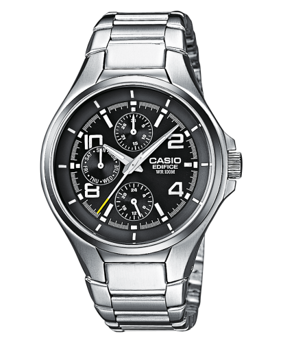 Мужские аналоговые наручные часы CASIO EDIFICE EF-316D-1AVEF черный циферблат, на браслете, с днем недели и числом, wr100m.