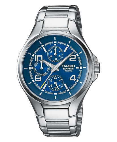 Мужские аналоговые наручные часы CASIO EDIFICE EF-316D-2AVEF синий циферблат, на браслете, с днем недели и числом, wr100m.