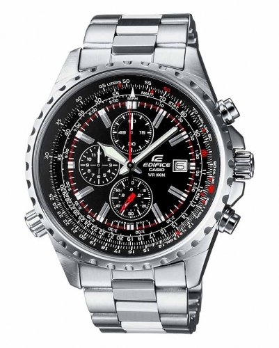 Часы с хронографом CASIO EDIFICE EF-527D-1AVEF черный циферблат с логарифмической линейкой, стальной браслет, wr100m.