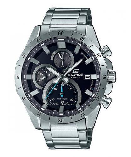 Спортивный хронограф CASIO EDIFICE EFR-571D-1AVUEF черный циферблат, крупные стрелки Neobrite, секундомер 10мин, 100m.