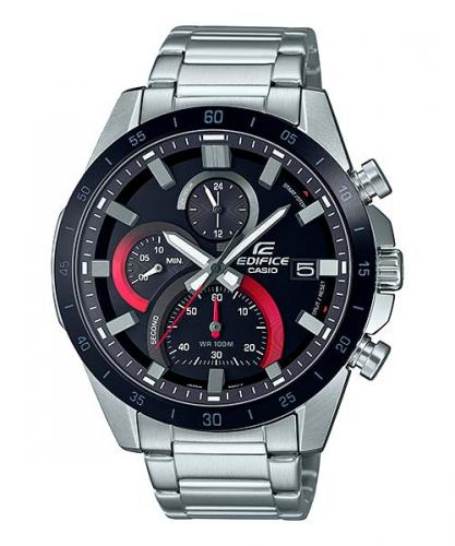 Спортивный хронограф CASIO EDIFICE EFR-571DB-1A1VUEF Black&Red, черный безель с ионным покрытием, Neobrite, wr100m.