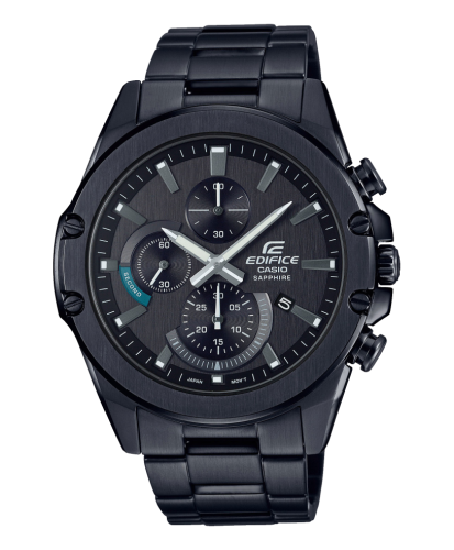 Тонкие часы с хронографом CASIO EDIFICE EFR-S567DC-1AVUEF черные IP black, стальной браслет, сапфировое стекло, wr100m.