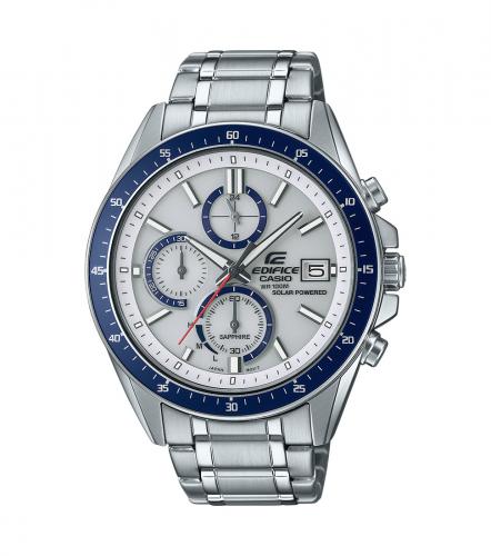 Крупный аналоговый спортивный хронограф CASIO EDIFICE EFS-S510D-7BVUEF серый на браслете, сапфировое стекло, Solar, 100m.