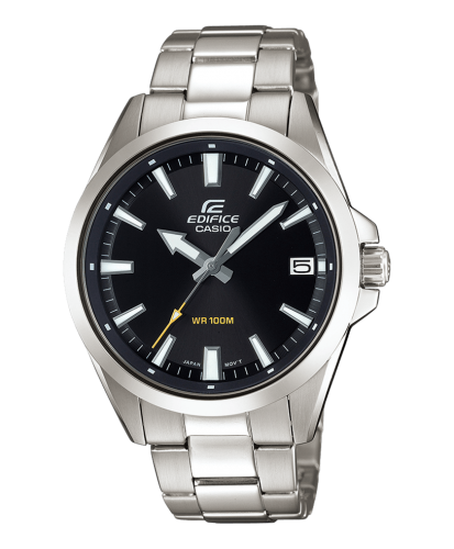 Классические аналоговые мужские часы CASIO EDIFICE EFV-100D-1AVUEF с черным циферблатом на стальном браслете, wr100m.