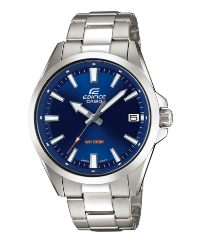 Классические аналоговые мужские часы CASIO EDIFICE EFV-100D-2AVUEF с синим циферблатом на стальном браслете, wr100m.