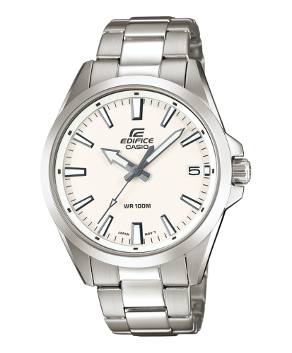 Классические аналоговые мужские часы CASIO EDIFICE EFV-100D-7AVUEF с белым циферблатом на стальном браслете, wr100m.