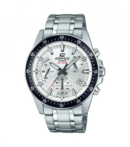 Спортивные мужские часы хронограф с ретроградом CASIO EDIFICE EFV-540D-7AVUEF с белым циферблатом на браслете, wr100m.