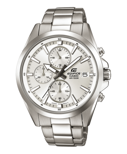 Классические мужские часы с хронографом CASIO EDIFICE EFV-560D-1AVUEF с белым циферблатом на стальном браслете, wr100m.
