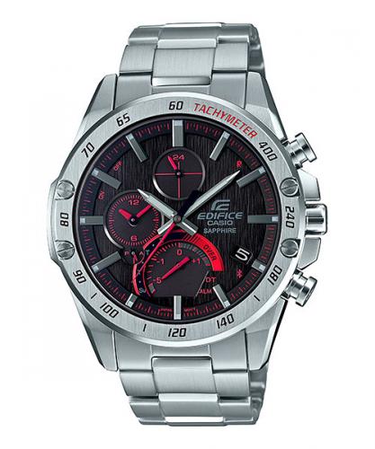 Тонкий Bluetooth хронограф Slim CASIO EDIFICE EQB-1000XD-1AER Black&Red сапфир, с тахиметрической шкалой, Solar, wr100m.