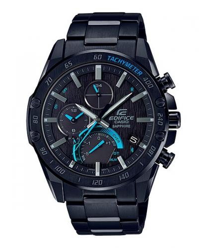 Тонкие Bluetooth часы CASIO EDIFICE EQB-1000XDC-1AER Super Slim черный IP black на стальном браслете, сапфир, Solar, wr100m.