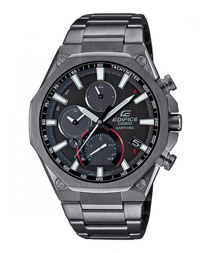 Тонкие Bluetooth часы CASIO EDIFICE EQB-1100DC-1AER Super Slim Octagon серые IP grey на браслете, сапфировое стекло, Solar, 100m.