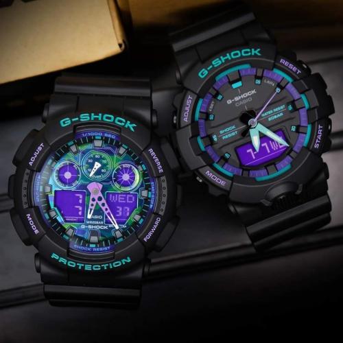 Серия противоударных часов G-SHOCK «’90s Color Blue&Purple Accent» цветовой гаммы стиля ретро: GA-100BL-1AER и GA-800BL-1AER.