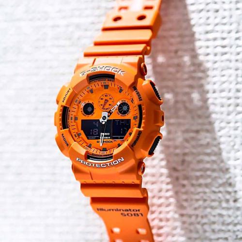 Оранжевые часы GA-100RS-4AER одной из наиболее продаваемых серий - GA-100, являются одними из самых ярких G-Shock.