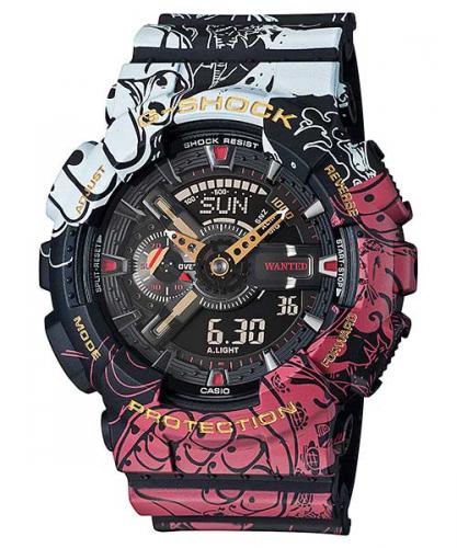 Лимитированные противоударные часы CASIO G-SHOCK GA-110JOP-1A4ER «ONE PIECE» с цветным принтом аниме сериала.